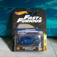 Hotwheels Nissan Skyline R34 Fast and Furious Retro Blue / Biru