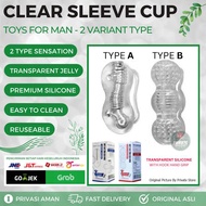 Q-CLEAR SLEEVE CUP - 2 Variant Type Transparent Bening Jelly Silicone Mainan Pria Toys Premium For M