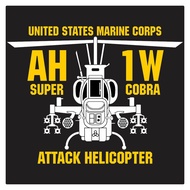 Square AH-1W Super Cobra Marine Attack Helicopter Cutting Sticker