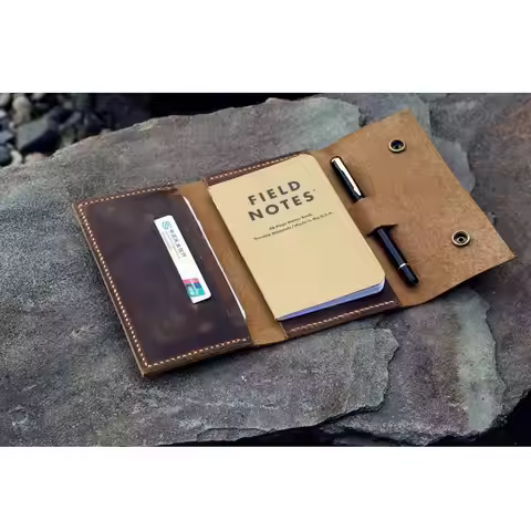 Leather travel journal wallet leather notebook wallet for pocket size field notes leather wallet cov