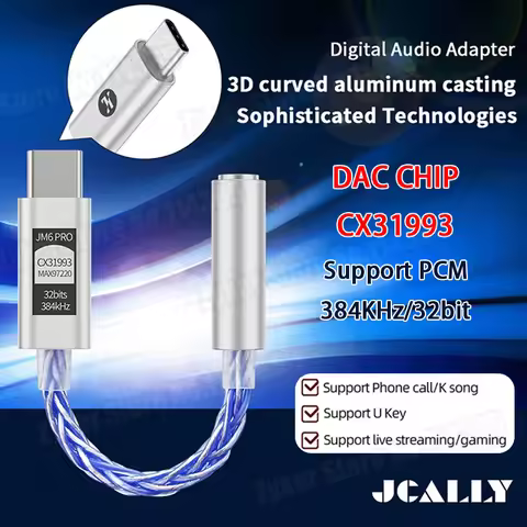 JCALLY JM6 Pro CX31993 Hifi DAC Type-C to 3.5mm Digital Audio Decoding Portable Headphone Amplifier