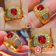 MERAH (Pay In Place) Siem Mustika Centipede Red Crystal Stone Ring For Men