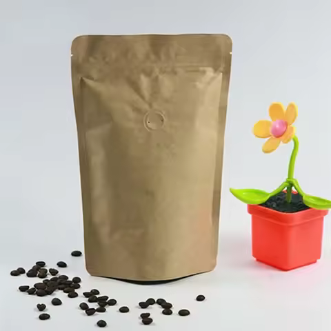 25pcs 1/4 pound~1 pound Kraft Paper Coffee One-way Valve Zip Lock Bag Stand Up Resealable Coffee Bea