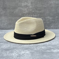 Panama Straw Hat Unisex Top Hat Jazz Hat Summer Sun Hat Uv Protection All-Match Trend Adjustable