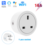 SIXWGH | Tuya Smart Socket WiFi 20A UK Plug 3pin Adapter 16A Home Alexa Voice Control With Energy Mo