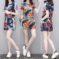 Sale‼️ ชุดเซต 2 ชิ้น（เสื้อ+กางเกง）ลายดอก สไตล์สาวเกาหลี น่ารักใสๆ ผ้าโปร่งเบา สวมใส่สบาย รุ่น