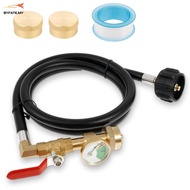 Flexible Propane Refill Adapter Hose with Gauge Leakproof Propane Tank Extension Hose for 1 lb Tanks