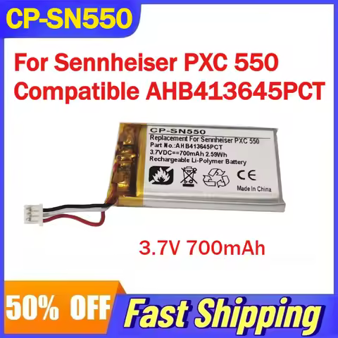 CP-SN550 3.7V 700mAh Battery For Sennheiser PXC 550 Bluetooth Headset Compatible AHB413645PCT Rechar