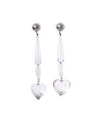 KLOSET Tin Man Clear Heart Earrings (PS22-ACC003) ต่างหูแก้ว หัวใจห้อยยาว