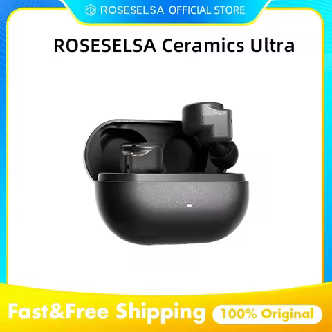ROSESELSA Ceramics Ultra True Wireless Earbuds, 50dB Hybrid ANC Earphones,4 Mic AI Call, Hi-Res LDAC