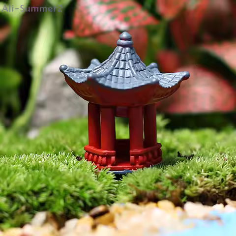 2PCS Mini Desk Decoration Torii Gate Japanese Garden Miniature Shrine Ornaments Micro Stone Gazebo S