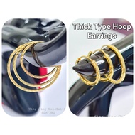 Wing Sing 916 Gold Thicker Type Hoop Ring Earrings / Subang Bulat Tebal Emas 916