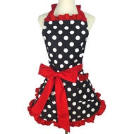 Apron Women Ready Stock Cotton Polka Dot Korean Princess Adult Home Daily Use Kitchen Waist Overalls