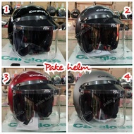 Helm Bogo Helm Cargloss Retro + Kaca Bogo Flat Datar Bening Helm