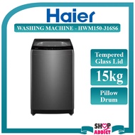 Haier 15kg Top Load Washing Machine HWM150-316S6 Mesin Basuh Automatik with Pillow Drum Auto Restart