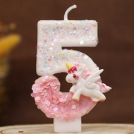 Unicorn Birthday Number Candle 0-9 Number Cake Candle Decorating Party Decoration