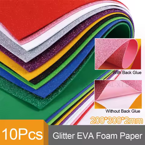 10Pcs 2mm A4 Self-Adhesive Glitter EVA Foam Paper Sponge Sheet 20*30cm for Christmas Tree Making, Ha