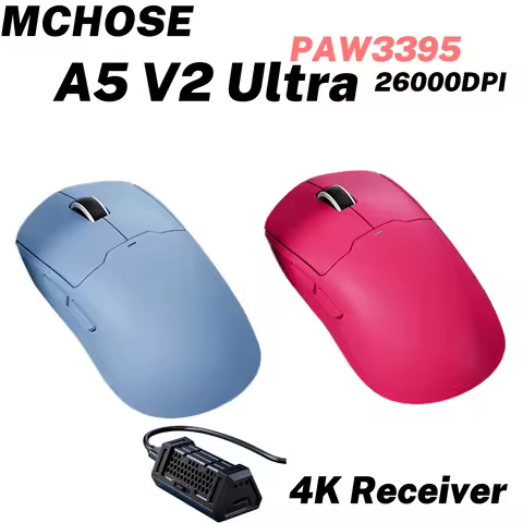 MCHOSE A5 Ultra Wireless Gaming Mouse Symmetrical Design 59g 8K Polling PAW3395 26K DPI 130h Battery