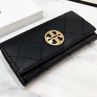 TB BAG Tory Summer new women's wallet embroidery rhombus long wallet two-fold clutch bag leather coin purse card holder Burch