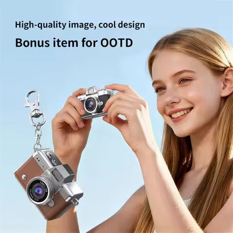 Retro Mini CCD Camera with Flip Screen Neck Strap Design Portable Sports Camera for Outdoor Travel V