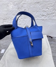 🌈Hermes💙Picotin 18 Cargo帆布💙深藍色銀扣🌈99.5新🌟picotin18🌟cargo18🌟picotincargo🌟Picotin🌟菜籃子🌟愛馬仕🌟