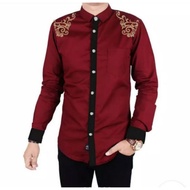 KEMEJA KATUN KEM IRFAN MAROONkoko CLOTHES IRFAN Kokokoko Stretch cotton material Combination premium