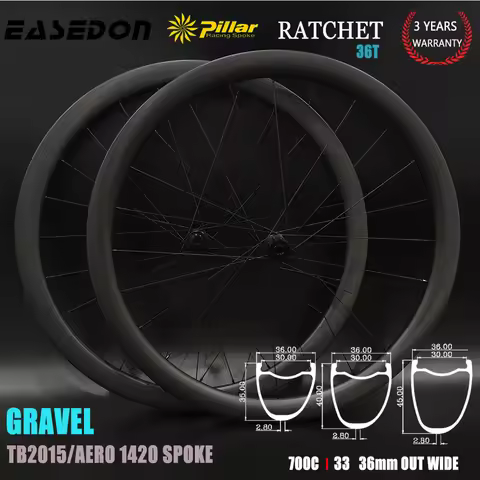 Ratchet EASEDON R310 36T Gravel Road Bike Carbon Wheelset 700C 33/36mm Wide 30/40/45 Asymmetry Inner