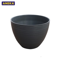 FELTON 48cm Round Flower Pot With Hole - Dark Grey/White/Dark Brown (FBL 2452)