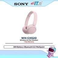 Sony Bluetooth On-Ear Headset WH-CH520 for Music & Calls Lightweight Wireless Headphones