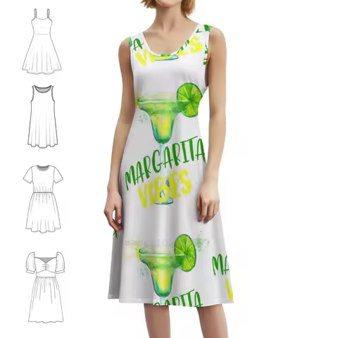 Margarita Vibes Women's Elegant Party Dress A-Line Dress With Short/Long/Sleeveless Options Margarit