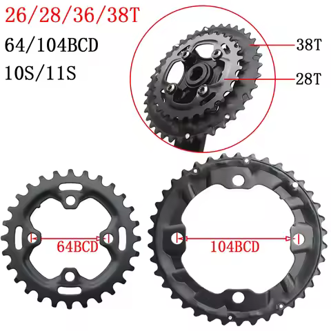 22/24/26/28T 64BCD MTB Chainring Durable Sprocket 36/38T 104BCD Bicycle Crankset Chainwheel chain wh