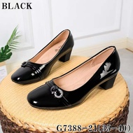 G7388-21 Pointed black shoes for women 2 inch elegant design glossy leather