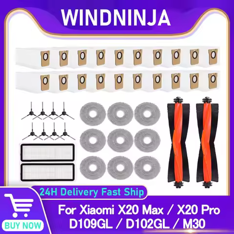 For Xiaomi X20 Pro / X20 Max / M30 / D109GL / D102GL Robot Vacuum Accessories Side Brush Dust Bag Ma