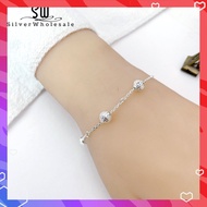 SilverWholesale #JH396 Sterling Silver 925 Bead Anklet Bracelet (Rantai Kaki Rantai Tangan Silver) O