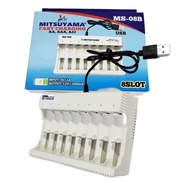 Mitsuyama MS-08B 8-Slot AA AAA Battery Charger with USB Plug