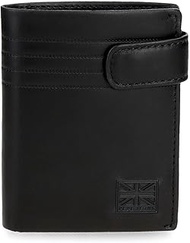 Hudson Vertical Click Closure Wallet Black 8.5 x 10.5 x 1 cm Leather by Joumma Bags