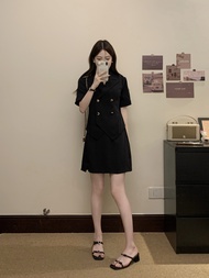 AIYITI | Bộ đồ vest thời trang cỡ lớn cho nữ mùa hè đen thanh lịch Áo vest ngắn và chân váy nửa thân