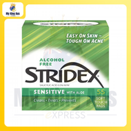 Stridex - 抗痘痘/去黑頭潔面片(不含酒精) 敏感肌膚適用 55片 [平行進口]