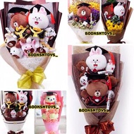 (全場最平🥰早鳥預訂即付🔥）line friends cony brownie 兔兔 熊大 畢業花束 畢業禮物 畢業花