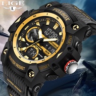 LIGE X FOXBOX Original Watch for Men Chronograph Luminous Waterproof Sport Digital Wristwatch
