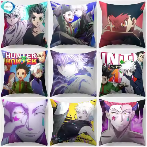 45CM Anime HUNTER Hisoka Kurapika Killua Zoldyck Print Pillowcase Living Room Home Sofa Car Decorati
