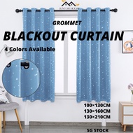 {SG} Kids Blackout Curtain for Bedroom Rod Pocket Room Darkening Curtain Decoration Star Curtain Eyelet Blackout Curtain