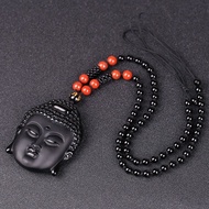 Natural Obsidian Shakyamuni Buddha Necklace Buddha Head Pendant Men Women Buddha Jewelry Pendant Natural Obsidian Shakyamuni Buddha Head Pendant Amitabha Buddha Accessories Buddha1.18