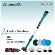 Wireelife 2400RPM Electric Spin Scrubber 8IN1 Electric Cleaning Brush Extension Handle Cleaning Tool For Makita 18V Battery