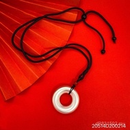 Pure Silver Unique Safe Buckle s999 Niche Simple Retro Necklace Men Women Necklace Fashion Pendant S