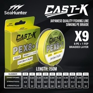 SeaHunter Cast-King PE X8+1 Tali Pancing 8+1 Braided Multifilament benang 150M/300M 15-110LB Strong 