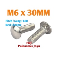 Baut Bemper M6 x 30 / Baut Payung / Carriage Bolt M6 x 30