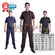 Seragam Safari Security Satpam Lengan Pendek Terbaru Warna Hitam Coklat Navy