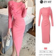 ZYHT EraVogue เดรสผู้หญิง เดรสสีชมพู เดรสสูท เดรสแขนยาว เดรสทำงาน เดรสไฮโซ เดรสวินเทจ เดรสออกงาน เดร