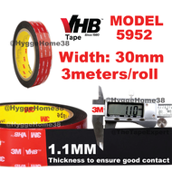 3M 5952 Double Sided Tape Heavy Duty Strong VHB Sticker Acrylic Adhesive Foam Vehicle Waterproof 3/1